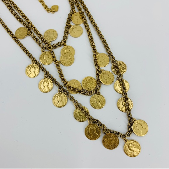 Stella & Dot Gold Rio Triple Strand Coin Necklace - Picture 2 of 4